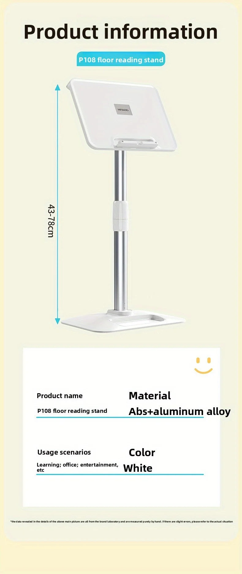 Adjustable Aluminum Reading Stand Height Angle Free Adjust Floor Book Holder Gift Wholesale Reading Desk with Telescopic Rod