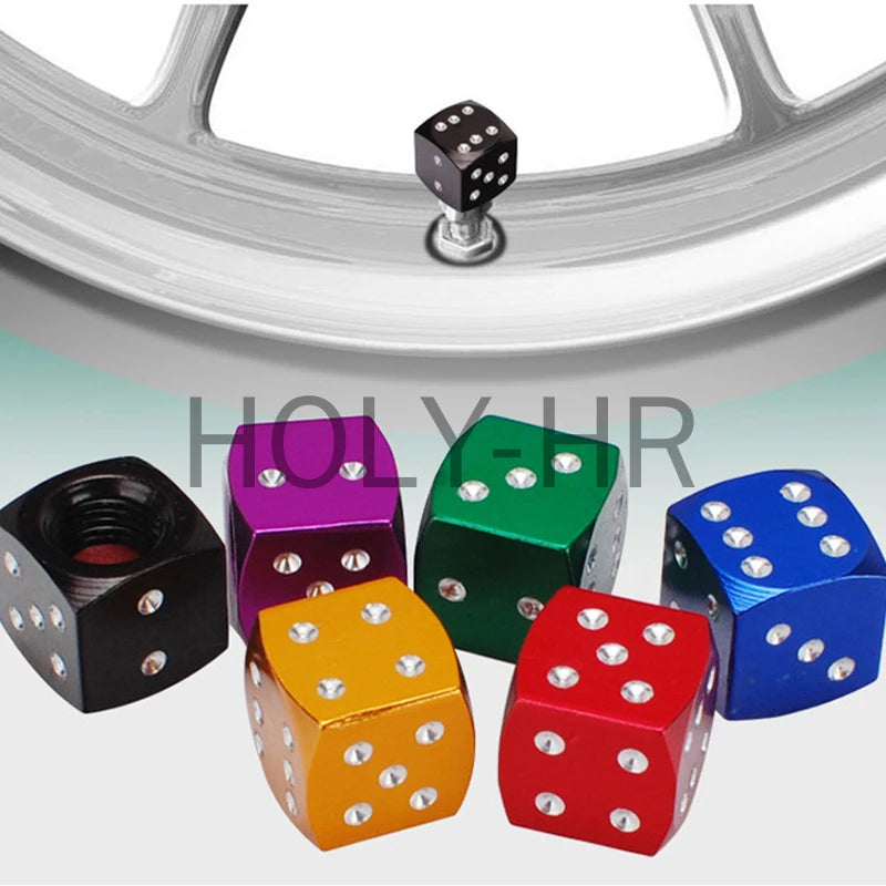 Aluminum Dice Tire Valve Caps Dustproof Car Truck Motocycle Bike Dice Wheel Stem Tyre Tire Wheel Stem Air Valve Dust Cap Cover