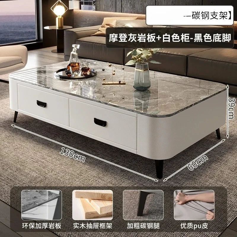 Luxury Marble Effect Coffee Tables Modern Design Square Storage Coffee Tables Minimalist Aesthetic Stolik Kawowy Home Furniture