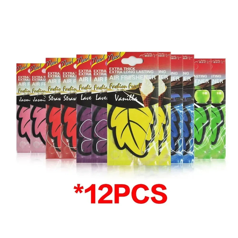 6PCS Car Air Freshener Natural Scented Tea Paper Auto Hanging Vanilla Perfume Fragrance Leaf Shape Car Accessories Interior