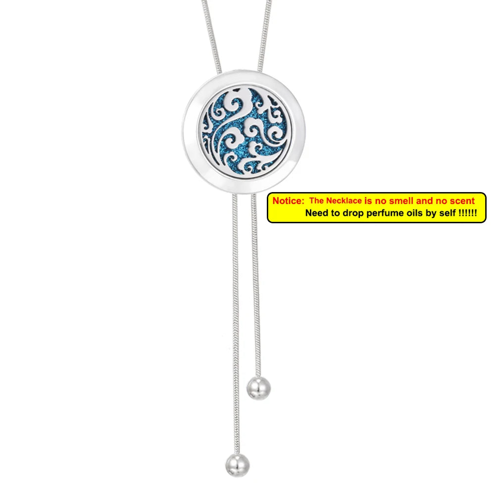 Tree Of Life Aromatherapy Necklace Spiral Open Perfume Locket Essential Oil Diffuser Tassel Pendant Necklace Aroma Jewelry Gift
