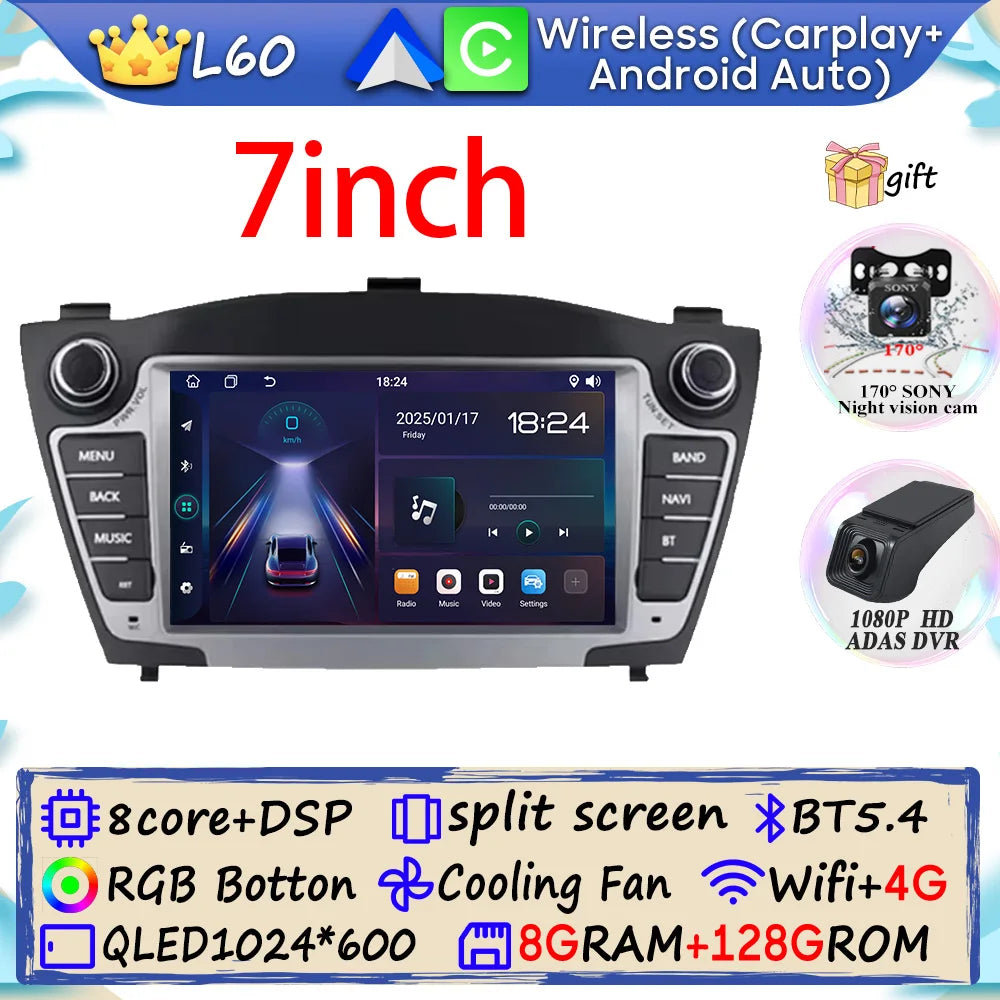 Auto Radio Android 15 Car For Hyundai Tucson 2 LM IX35 2009-2015 Multimedia Dash Cam Player Screen Navigation Head Unit No DVD
