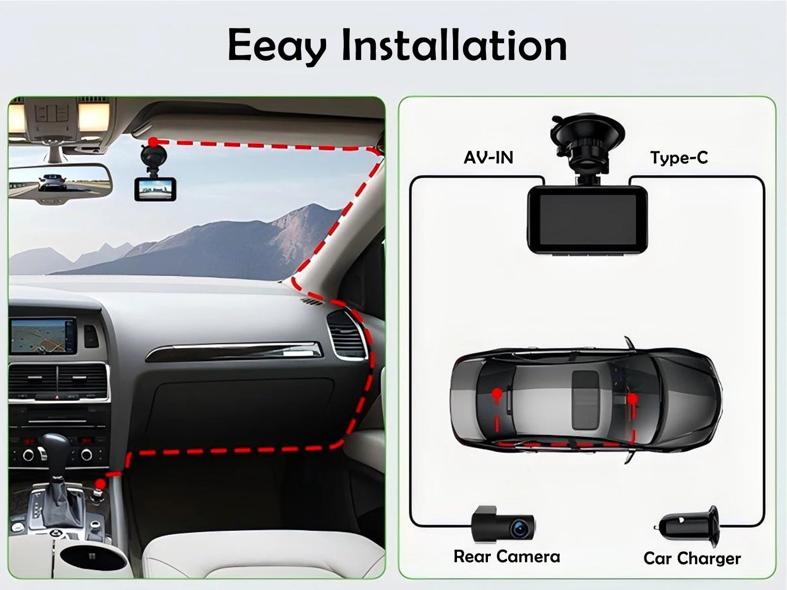 4K Dash Cam for Cars Car Camera Dash Cam WIFI Camera for Car Front and Rear Dash Camera Black Box 24H Parking Mode Recorder