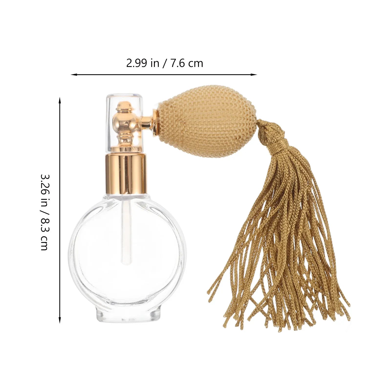 Small Vintage-Inspired Refillable Glass Spray Bottle Bulb Atomizer with Tassel Fine Mist Perfume Dispenser for Travel Body