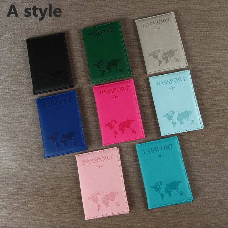 Lover The World Map Passport Cover Hot Stamping Simple Plane Women Men Travel Passport  Case Holder Fashion Wedding Gift