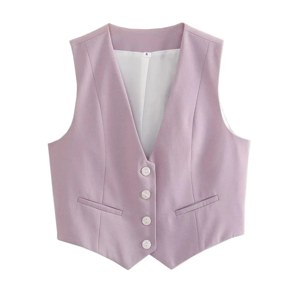HH Women Fashion Solid Suit Vest Sleeveless Cropped Waistcoat Tops Vests Spring Summer Casual Office Lady Chic Tops
