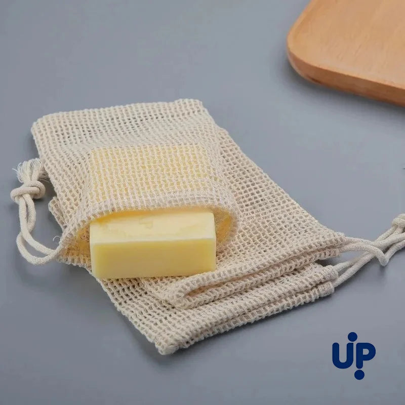 Eco-Friendly Handmade Natural Cotton Soap Saver Bag Mesh Soap Pouch for Body Cleansing And Skincare