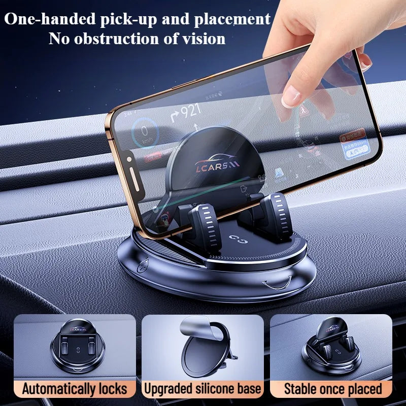 Universal Car Phone Mount Rotatable Dashboard Suction Cup Stand for Mobile Navigation Multi Scene Use in Vehicle and Home