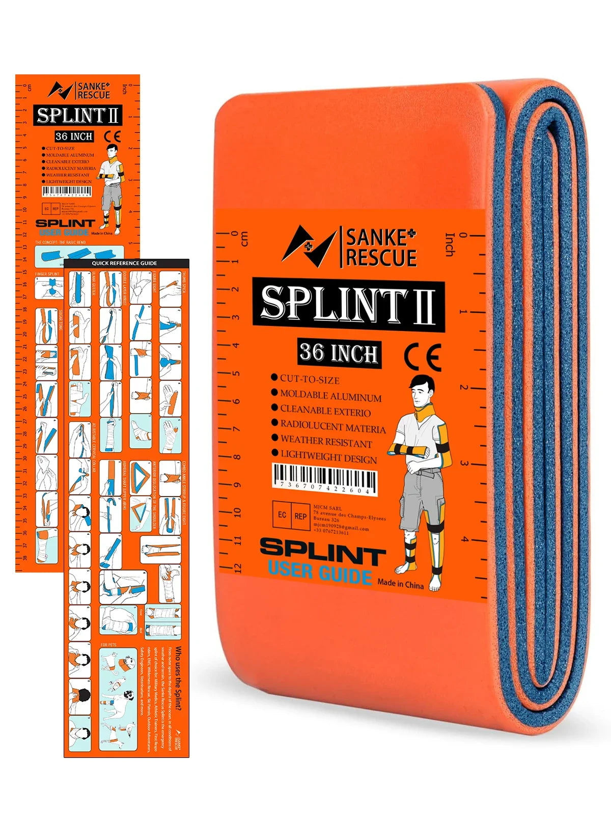 First Aid Splint 36/18"X4.3" SANKE RESCUE Wrist Thumb Support Brace Tendonitis Arthritis ifak Protector Guard Right Left Hand