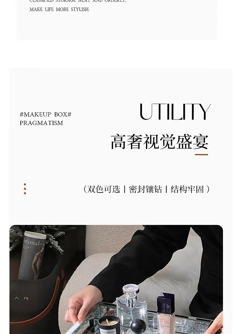 Luxury-inspired desktop skincare organizer, vanity perfume tray, and key holder