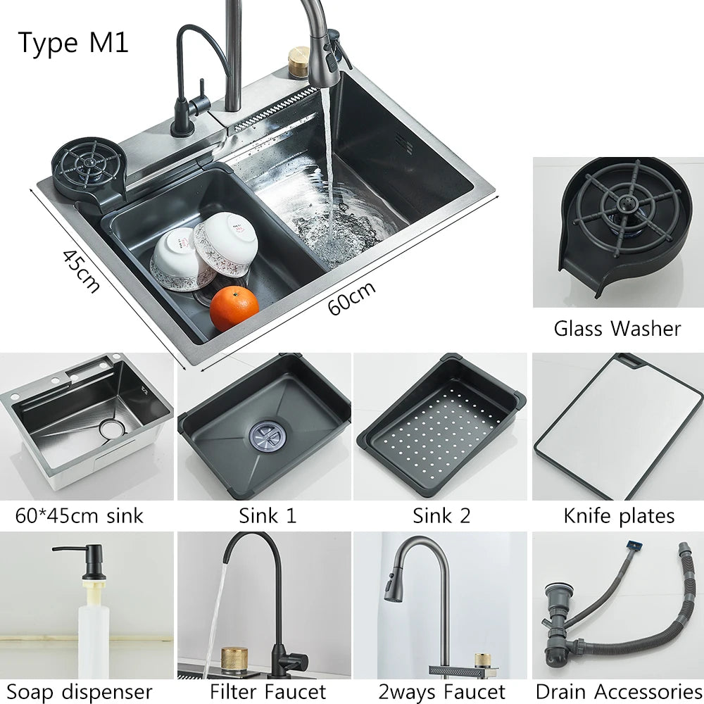 Stainless Steel Kitchen Sinks Recessed Sinks Kitchen Taps Sinks with Drains Kitchen Faucet Sink Sets