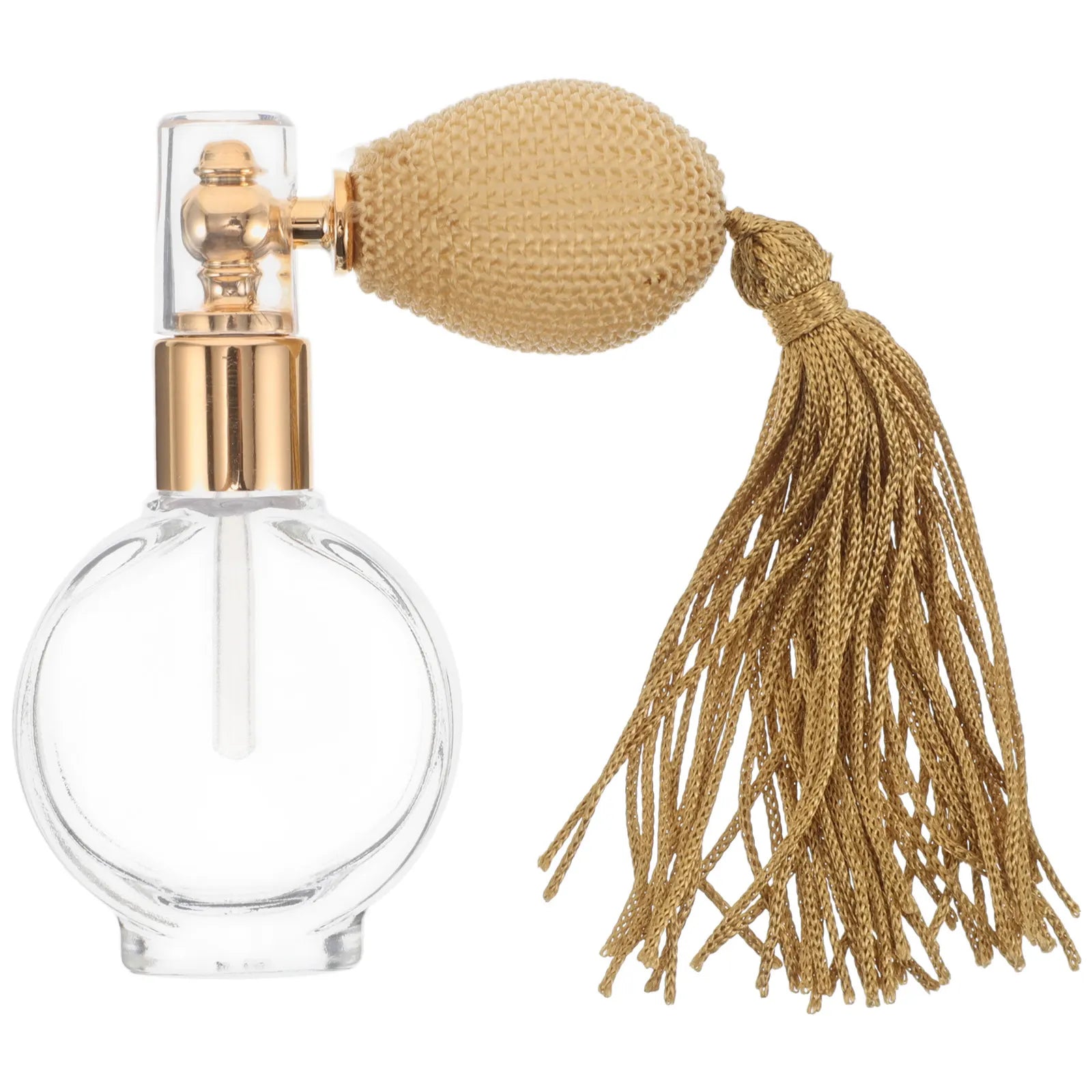 Small Vintage-Inspired Refillable Glass Spray Bottle Bulb Atomizer with Tassel Fine Mist Perfume Dispenser for Travel Body