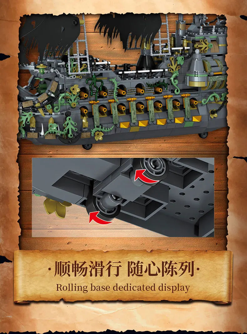 2434pcs Pirate Ship Building Blocks, Flying Dutchman Bricks Set, Educational STEM Toys for Boys, Creative Gift for Kids