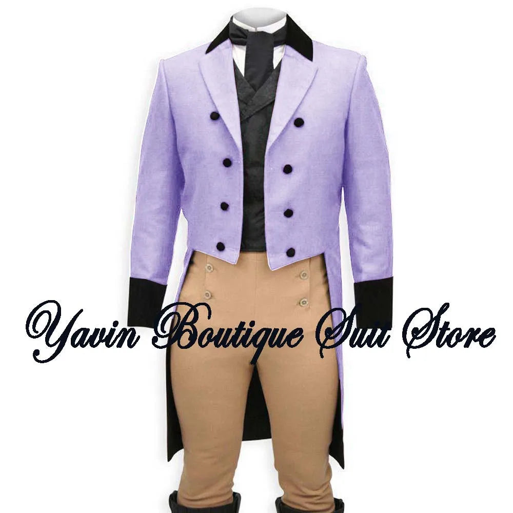 Men's 3 Piece Suit Swallow Tailed Coat Slim Fit One Breasted Tailcoat for Wedding Prom Dinner Party Blazer Pants Set