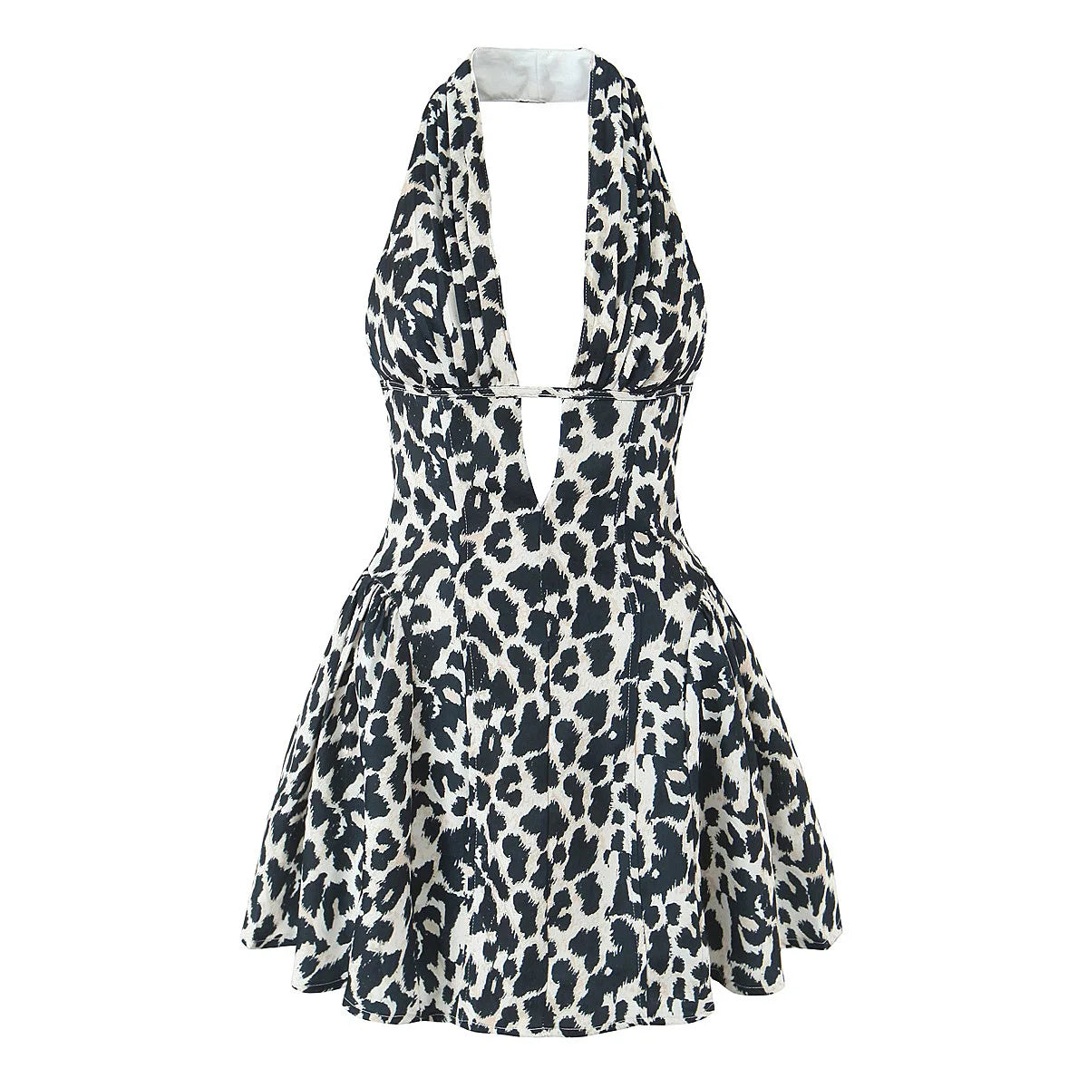 YENKYE French Style Retro Polka Dot Deep V Halter Dress Women Sexy Backless A-line Slim Sweet Elegant Mini Dresses Summer Robe