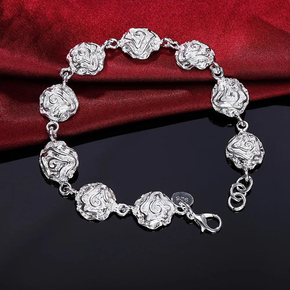 Fine Noble 925 Sterling Silver Solid Chain Bracelet For Women Men Charm Party Gift Wedding party Fashion Jewelry