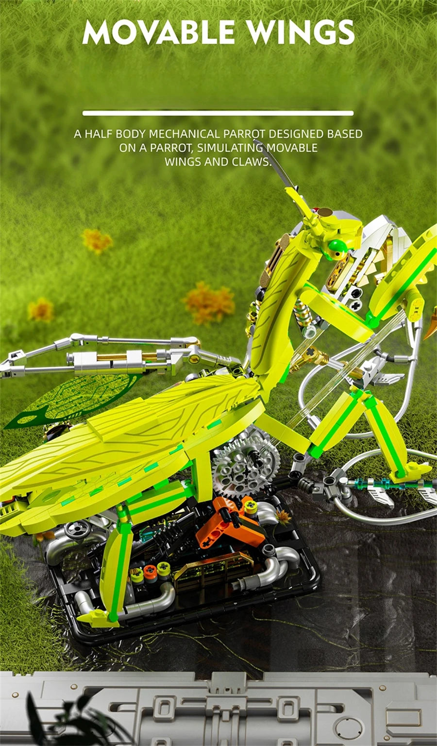 MOC Creative Mechanical Mantis Building Blocks Set  Insect Power Moto Model Kit DIY Assembly Bricks Toys Kids Birthday Gift
