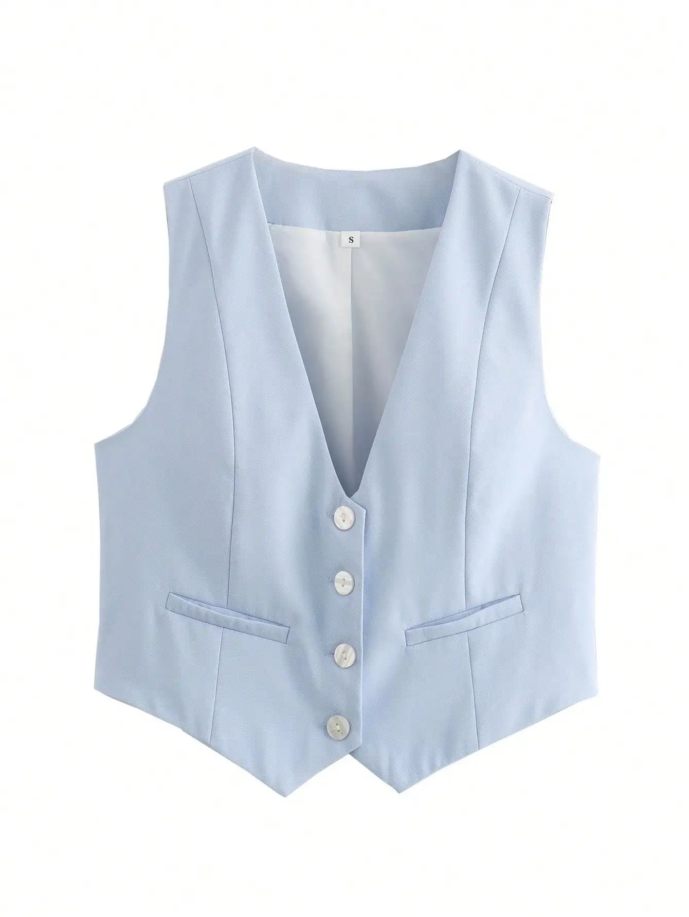 HH Women Fashion Solid Suit Vest Sleeveless Cropped Waistcoat Tops Vests Spring Summer Casual Office Lady Chic Tops