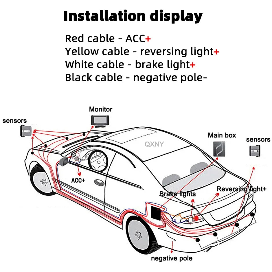 8 Parktronic Parking Sensors Kit Reversing Front and Rear Car Backup Radar Detector Backing Assistance Sound Aler AID
