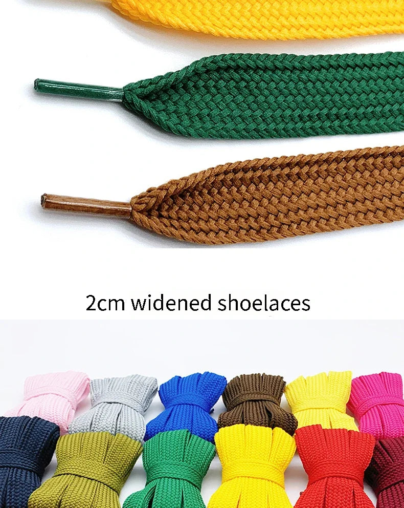 New 2cm wide fashion laces men and women sneakers flat shoes casual shoes lace length 100/120/140/160cm shoelace 18 color