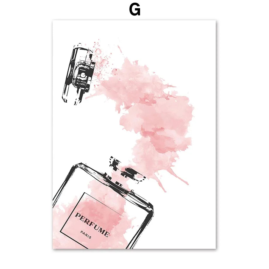 Fashion Wall Art Prints Pink Glam Perfume Diamond Poster Chic Inspirational Quotes Teen Vanity Room Dorm Walk in Closet Decor