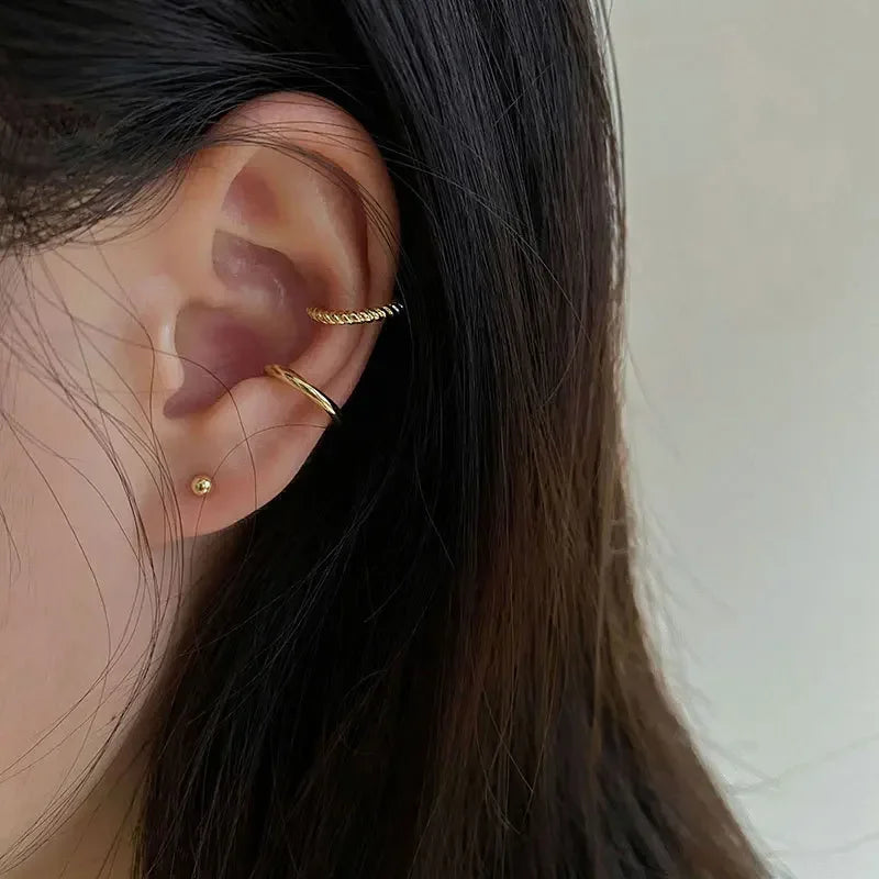 3Pcs/Set Clips Earring for Women Unisex Minimalist Fashion Cartilage Hoop Earrings Sets Ear Cuff Piercing Clip on Earring