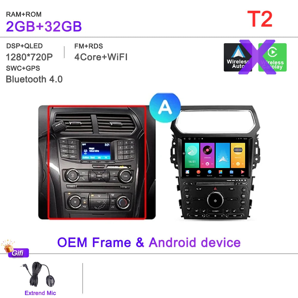 Auto Radio Android 16 For Ford Explorer 5 2011 -2019 Car Multimedia Player Navigation Stereo GPS No 2Din DVD Head Unit  Dash Cam
