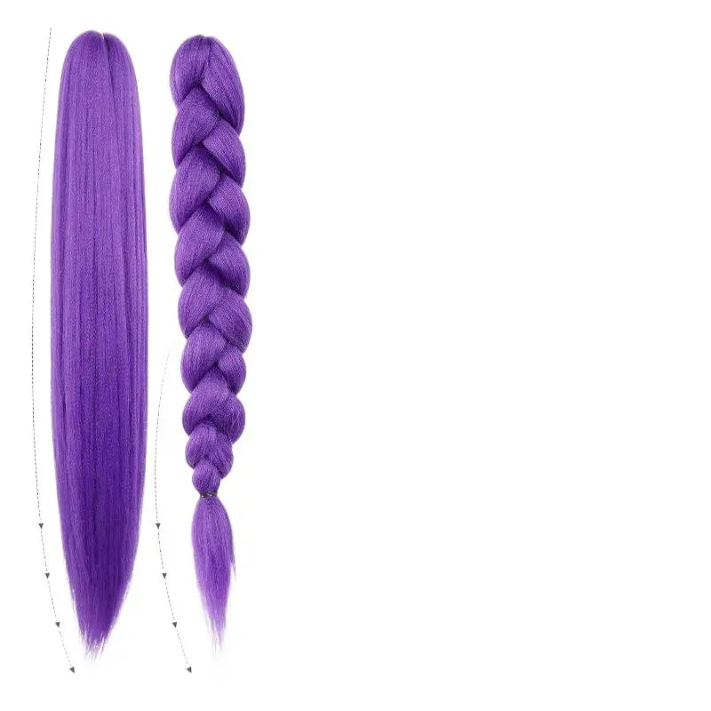 26inch Long Purple Braided KPOP Rumi Cosplay Wig Heat Resistant Synthetic Ponytail Braid Accessory