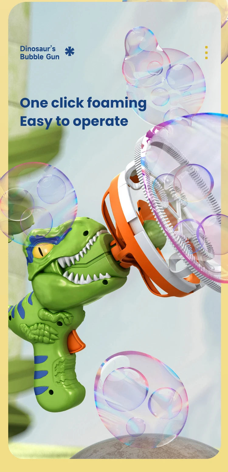 2 In 1 Large Bubbles Dinosaur Soap Bubble Electric Gun Toy Children's Outdoor Party Interactive Games for Kids Boys Girls Kids