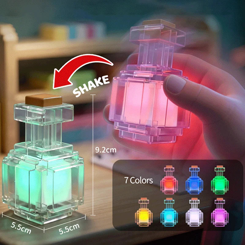 Rechargeable Night Light 7 Color Liquid Medicine Bottle Pixel Wind Peripheral Design Game Toy Bedroom Decoration Lamp Kids Gifts