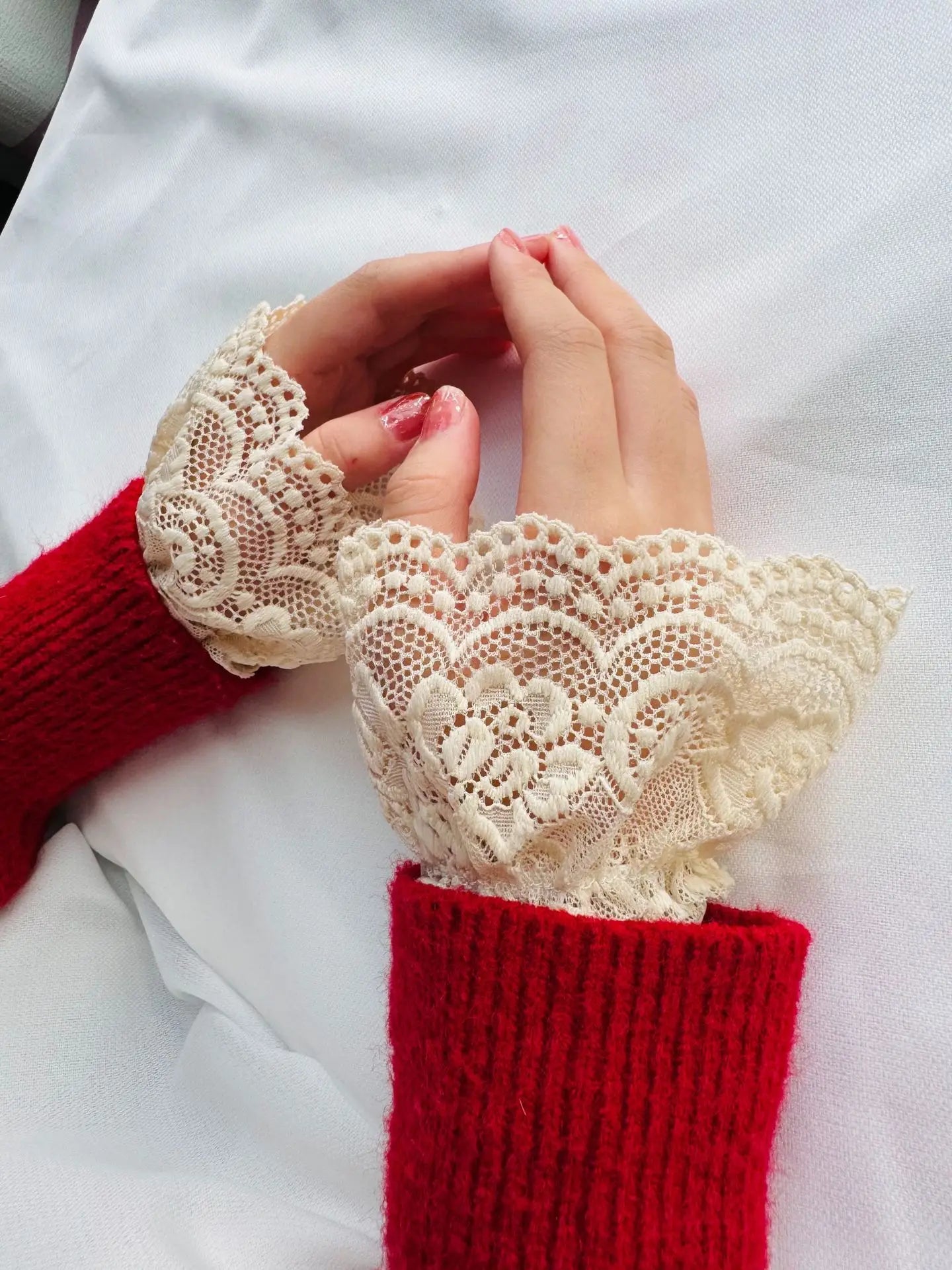 Mesh Lace Fake Sleeve Wrist Cuffs for Daily Wear Lolita Matching Dress Decor Sun Protection Sweet Styling