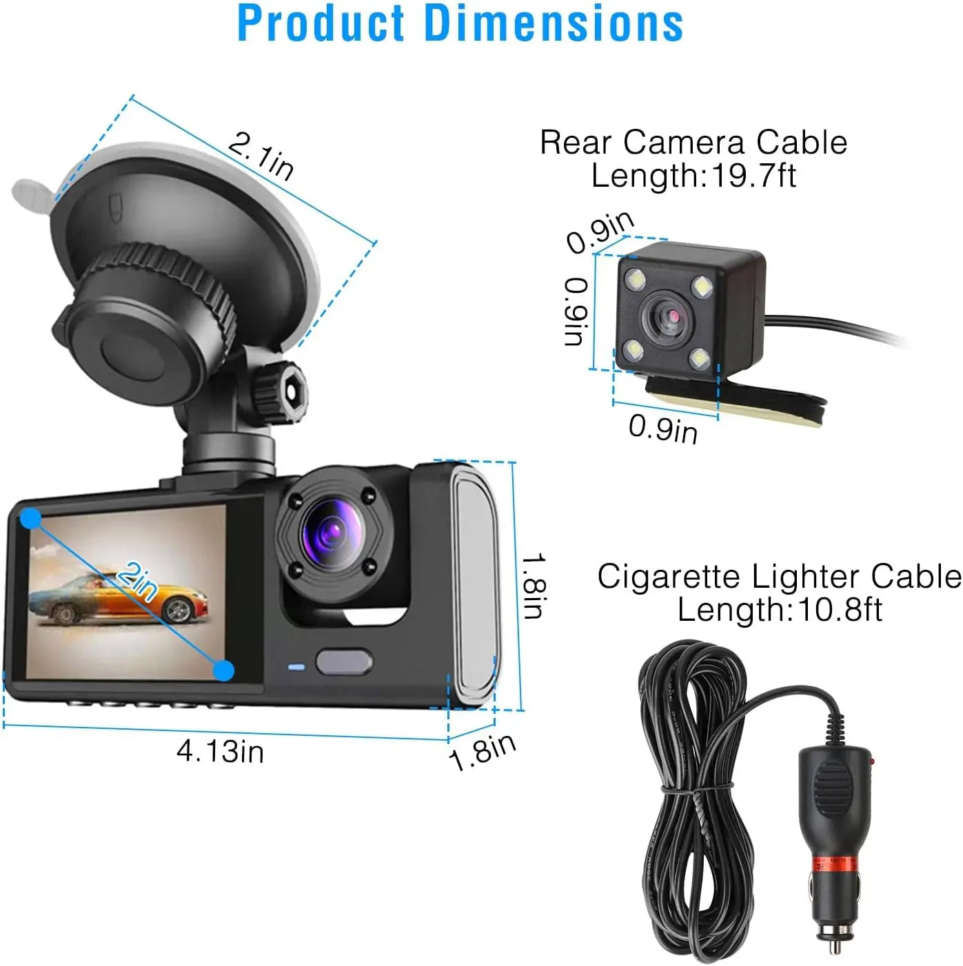 1080P Car Dvr WiFi APP 3/2Lens Dash Cam for Cars Camera for Vehicle Recorder Video Front and Rear Camera  Night Vision Dashcam