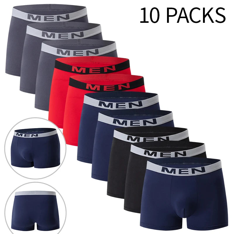 4/10piece Men's European And American Size Printed Fashionable Underwear Comfortable Plus Size Boxer Shorts Casual Sports Shorts