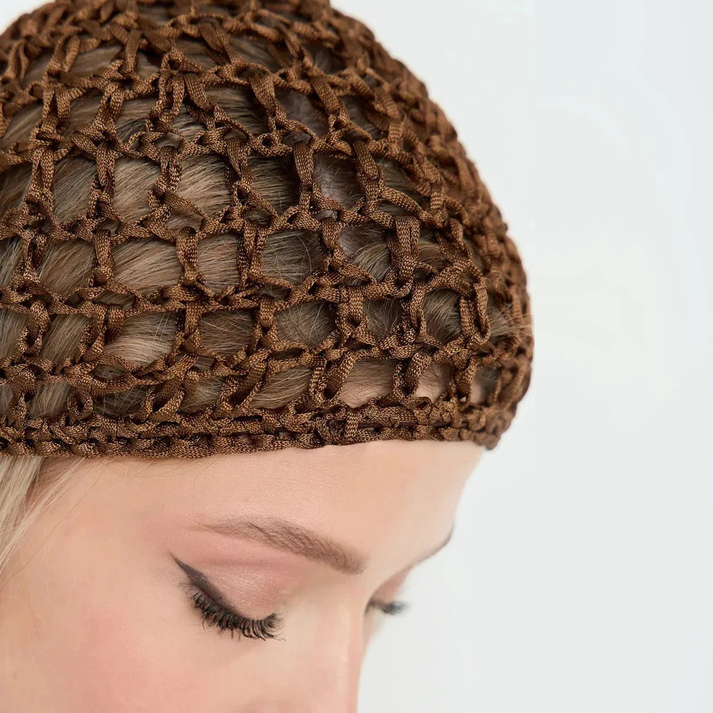 Womens Handmade Mesh Hat Crochet Wig Cap Fashion Solid Color Hair Care Bonnet