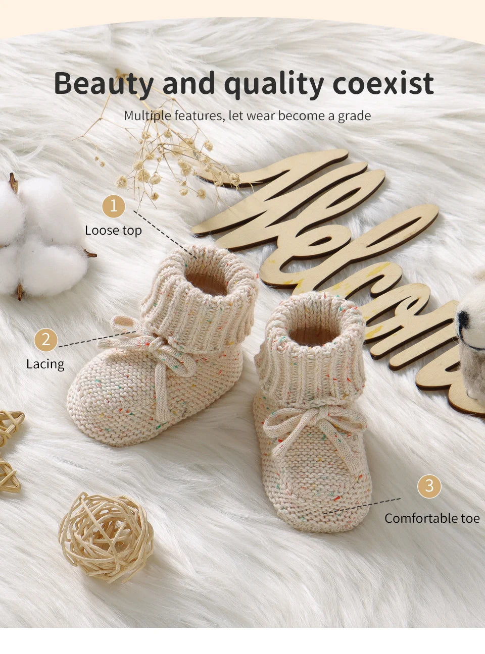 Baby First Walkers Comfortable Pure Color Knit Newborn Netural Bowknot Prewalkers for Infant Toddler Boy Girl Soft Sole Non-Slip