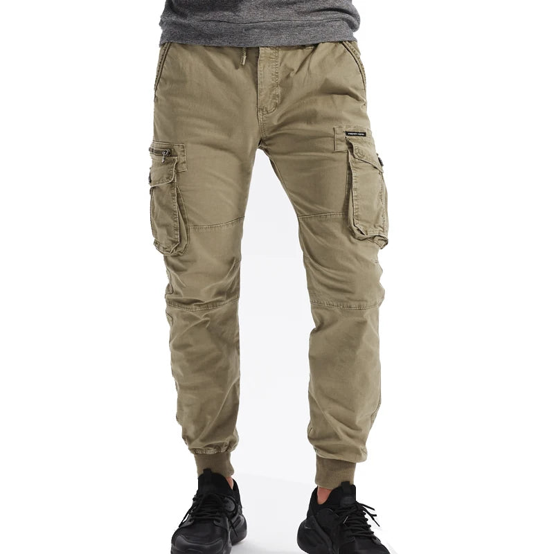 New Cotton Men Cargo Pants Khaki Casual Men Tactical Joggers Cargo Multi-Pocket Fashion Black Army Light gray Trousers Work Wear