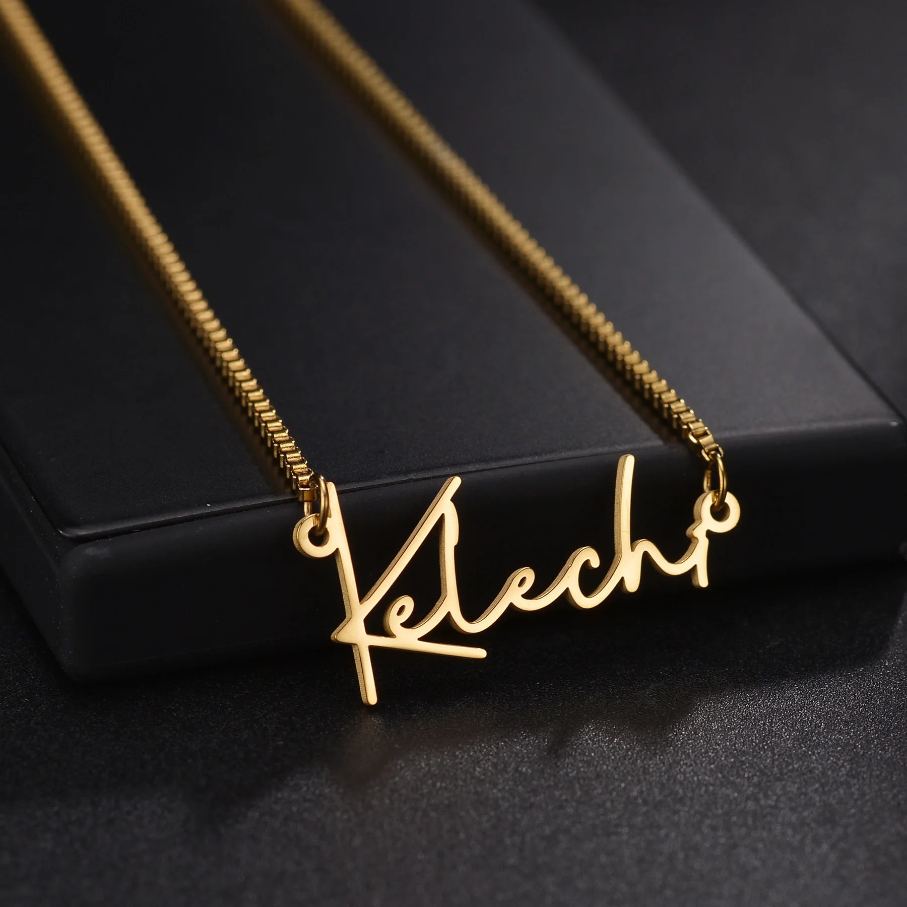 Atoztide Personalized Custom Name Necklaces for Women Stainless Steel Wave Chain Collares Pendant Mother Kids Jewelry Gift