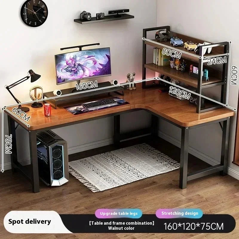 47 in Computer Desk with Drawer, Storage Cabinet Shelve, L Shape Home Office Reversible Study Table, Wood Executive Writing Desk
