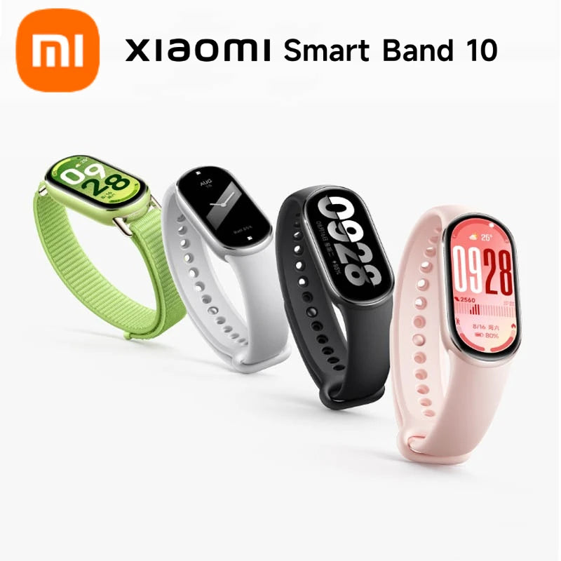 Original Xiaomi Band 10 Smart Bracelet 10 Color 1.62" AMOLED Health Monitoring 21 Days Battery Life Miband WristBand Watch
