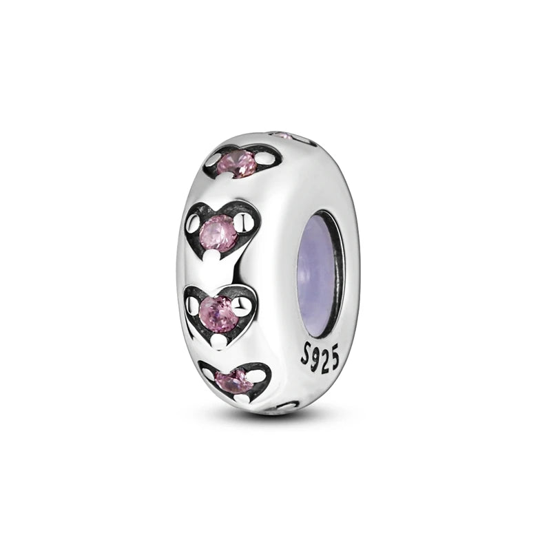 MULA Pink 925 Sterling Silver Charms Pendant Perfume Dreamcatcher Heart Love Beaded Fit Original Bracelet Women DIY Jewelry Gift