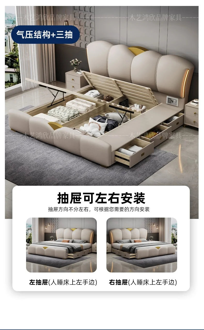 Bedroom Drawer Bed Twin Bedside Table Princess Sleeping Bed Storage Lounge Frame Muebles Para El Hogar House Accessories