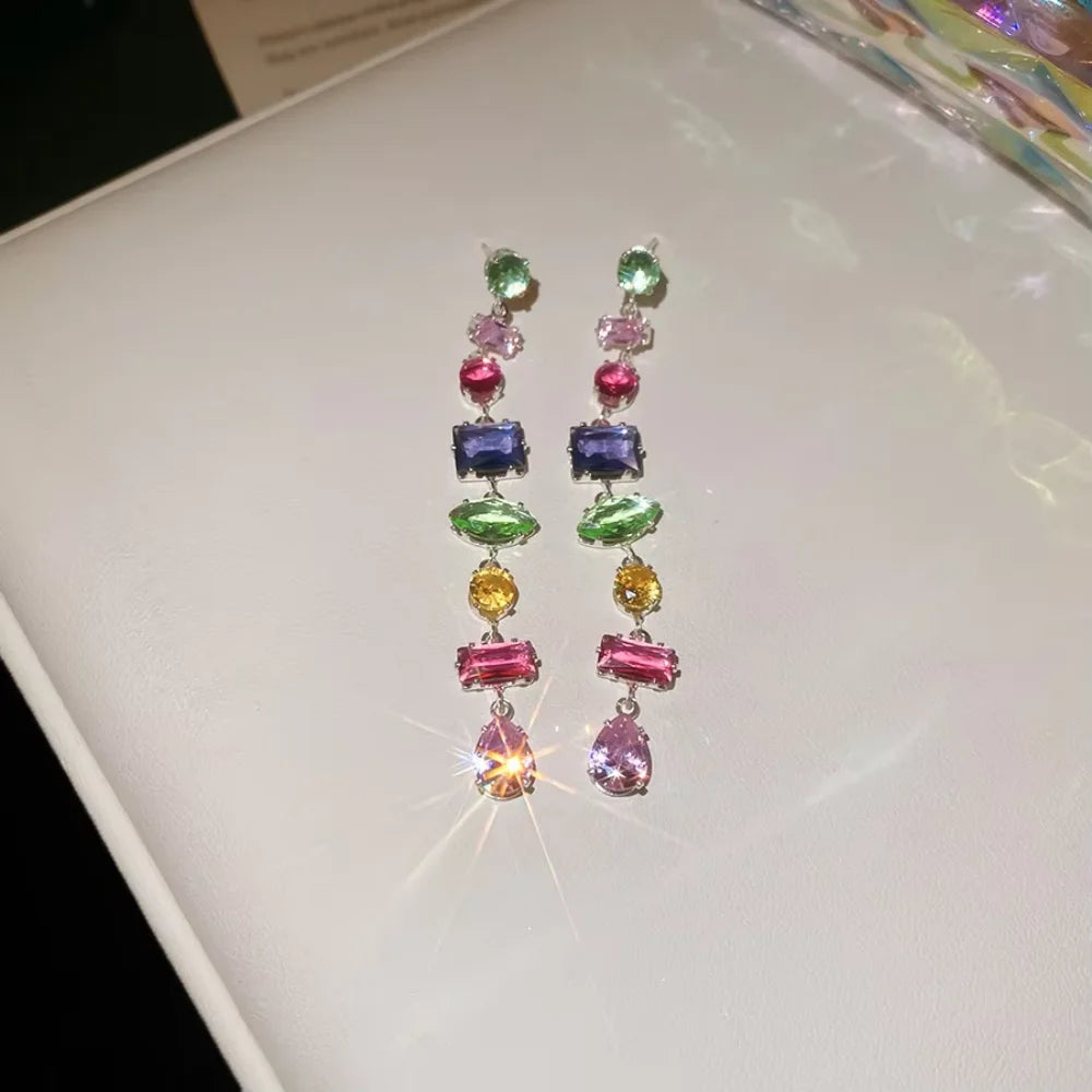 Luxury Colourful Crystal Zircon Necklace for Women Fashion Party Jewelry Accessory Ladies Elegant Zircon Jewelry