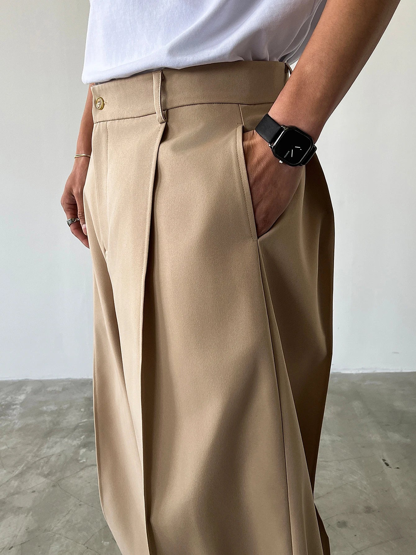 Men's High Waist Wide Leg Suit Pants Casual Loose Straight Leg Dress Pants Formal Business Streetwear Black Trousers S-2XL 1 Pie