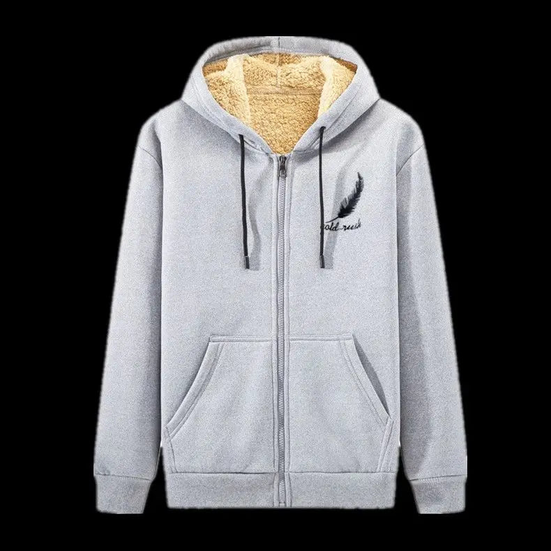 2025 Winter Windproof Hoodie - Men's Sherpa Lined Sweatshirt Thermal Zip Up Outerwear Streetwear S-5XL