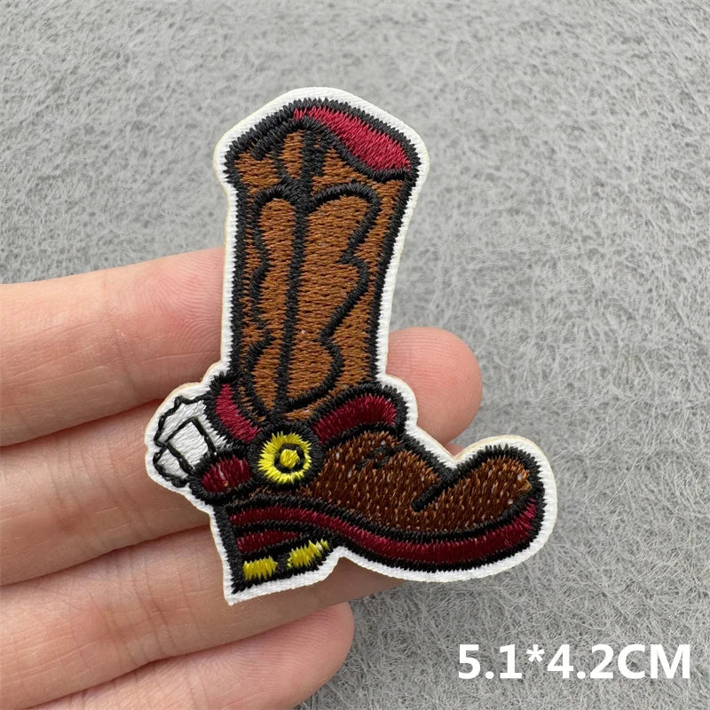 Western Cowboy Embroidered Patches DIY Boots Horse Patch For Clothing Iron On Patches Jackets Backpack Hats Sew Badges Patches