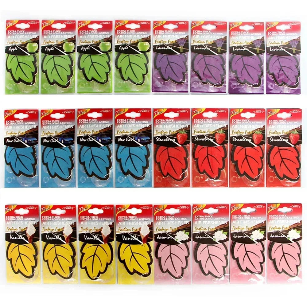 6PCS Car Air Freshener Natural Scented Tea Paper Auto Hanging Vanilla Perfume Fragrance Leaf Shape Car Accessories Interior