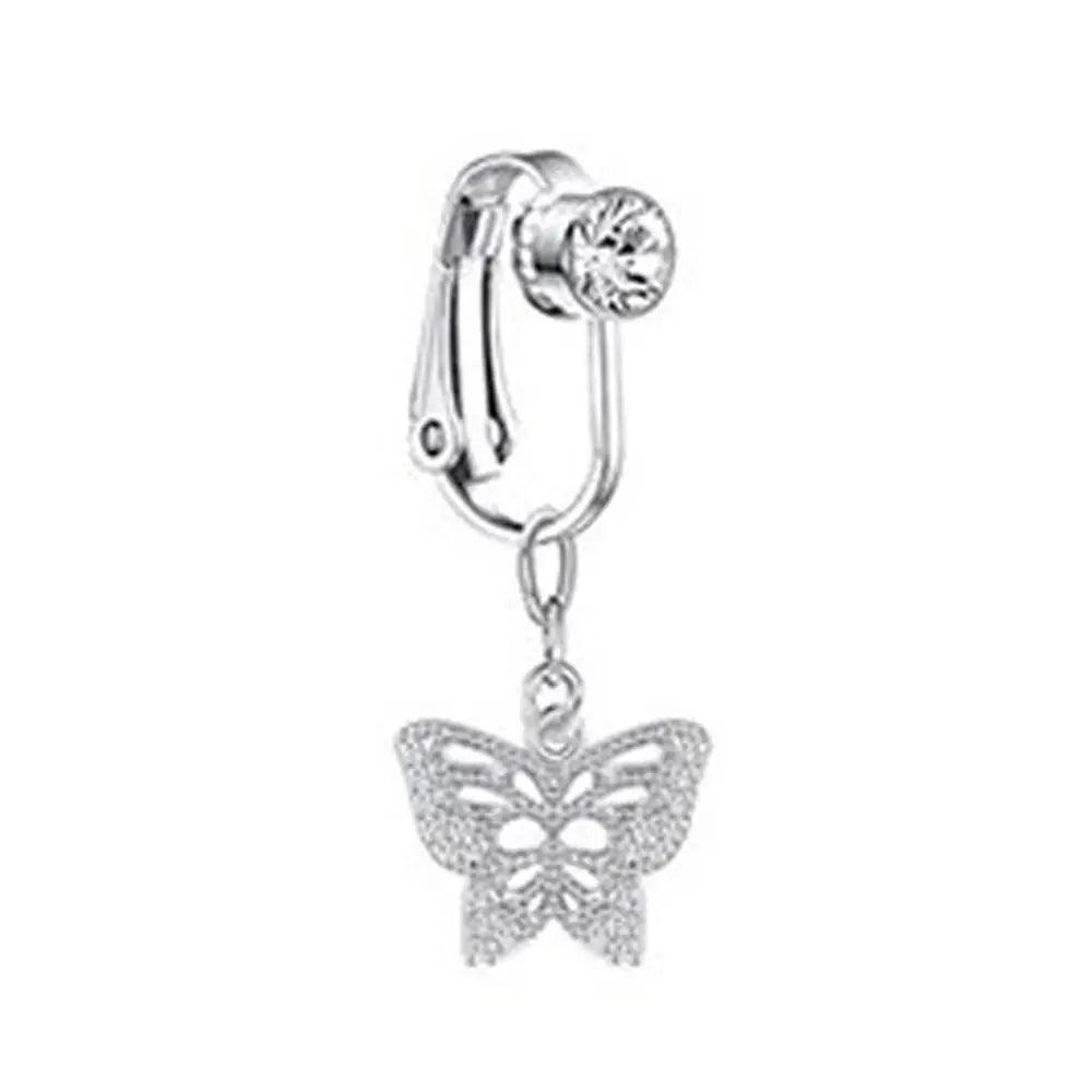 Faux Fake Belly Butterfly Fake Belly Piercing Heart Clip On Umbilical Navel Fake Pircing Moon Star Leaves Cartilage Earring Clip