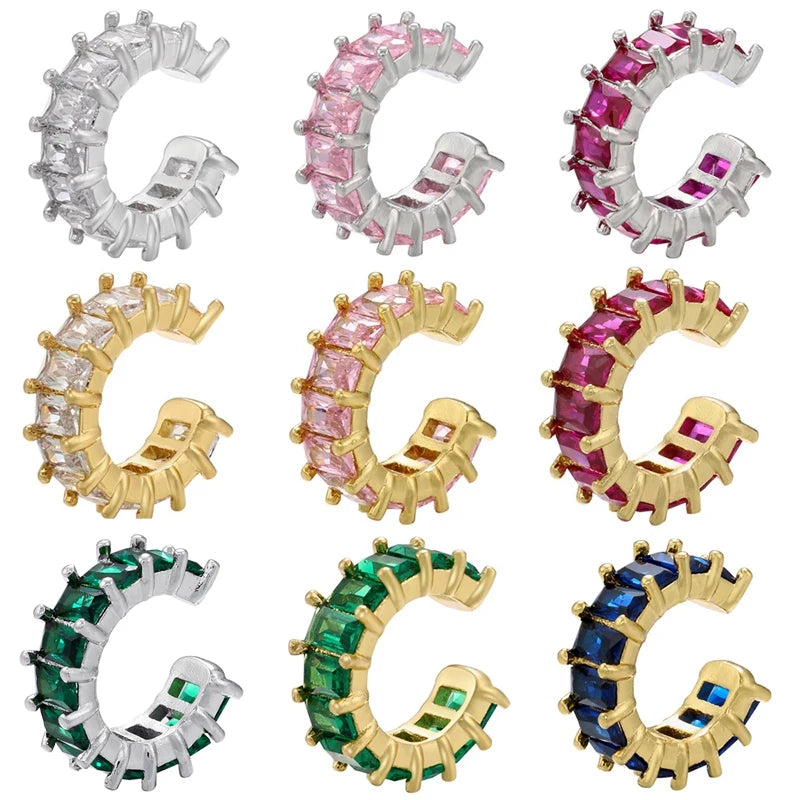 Single One Ear Clip Earrings Cuff Arrow Heart Star Cross Rainbow T CZ Gold Silver Color Earring Jewelry Aretes No Pierced Cubic