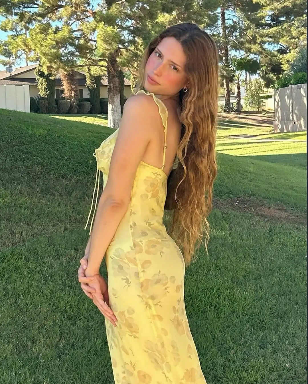 Cryptographic Summer Floral Print Plunge Maxi Dress Outfits Sexy Backless Fairy Sun Dresses Vacation Beachwear Vestido Coquette