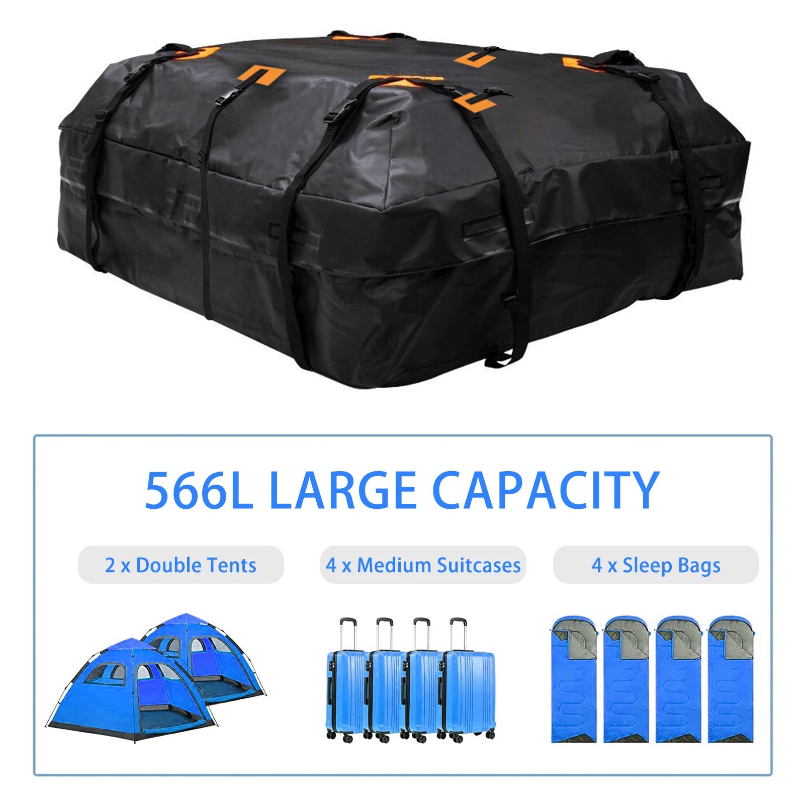 566L/425L Car Roof Cargo Carrier 420D/600D Waterproof Cargo Bag Universal Luggage Bag Storage Cube Bag For Travel Camping Car
